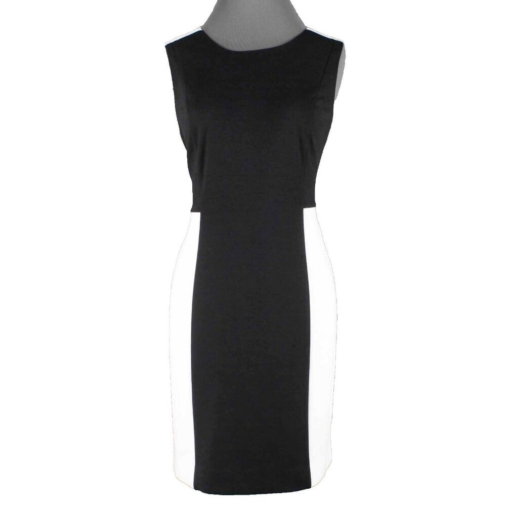 Chicos $139 Sz 1 Black White Colorblock Poly Spandex Della Dress